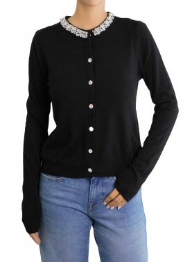 Cardigan bordo con diamantini 